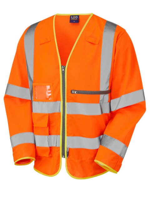 Leo Heddon superior sleeved waistcoat with tablet pocket orange High Visibility